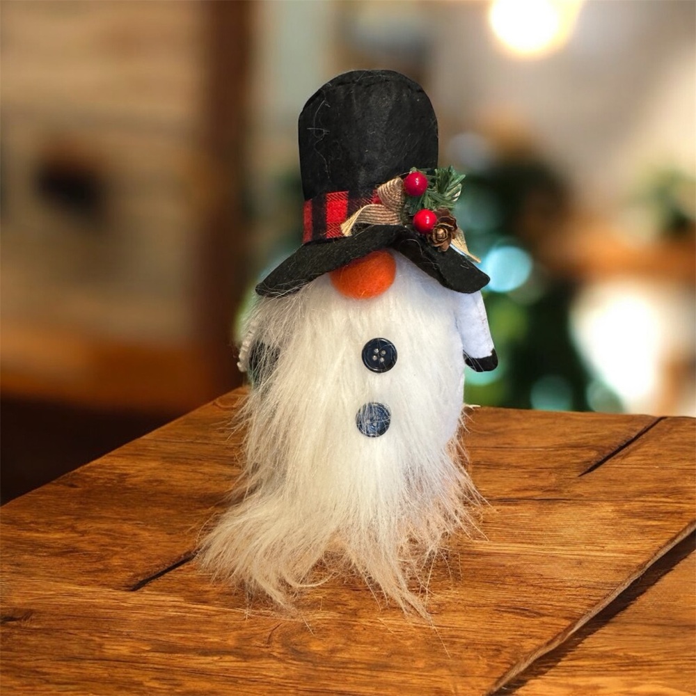 Festive Gnome with Black Hat and White Beard